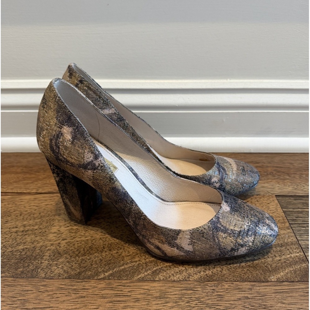 Louise et Cie Womens Fashion Pumps Glittery Block Heel Size 8M Party Shoes
